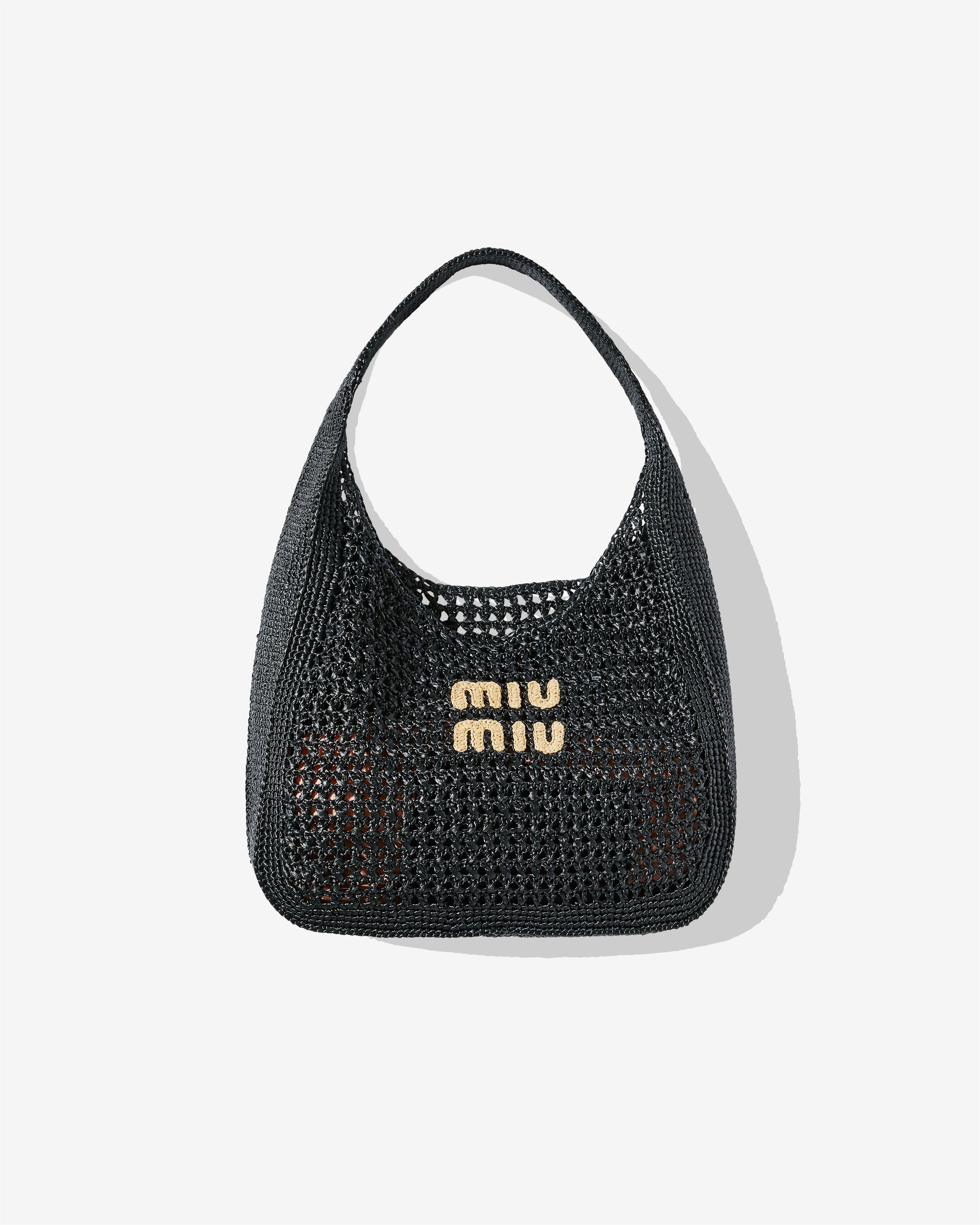 Miu Miu - Women's Woven Fabric Hobo Bag - (Black/Tan) by MIU MIU
