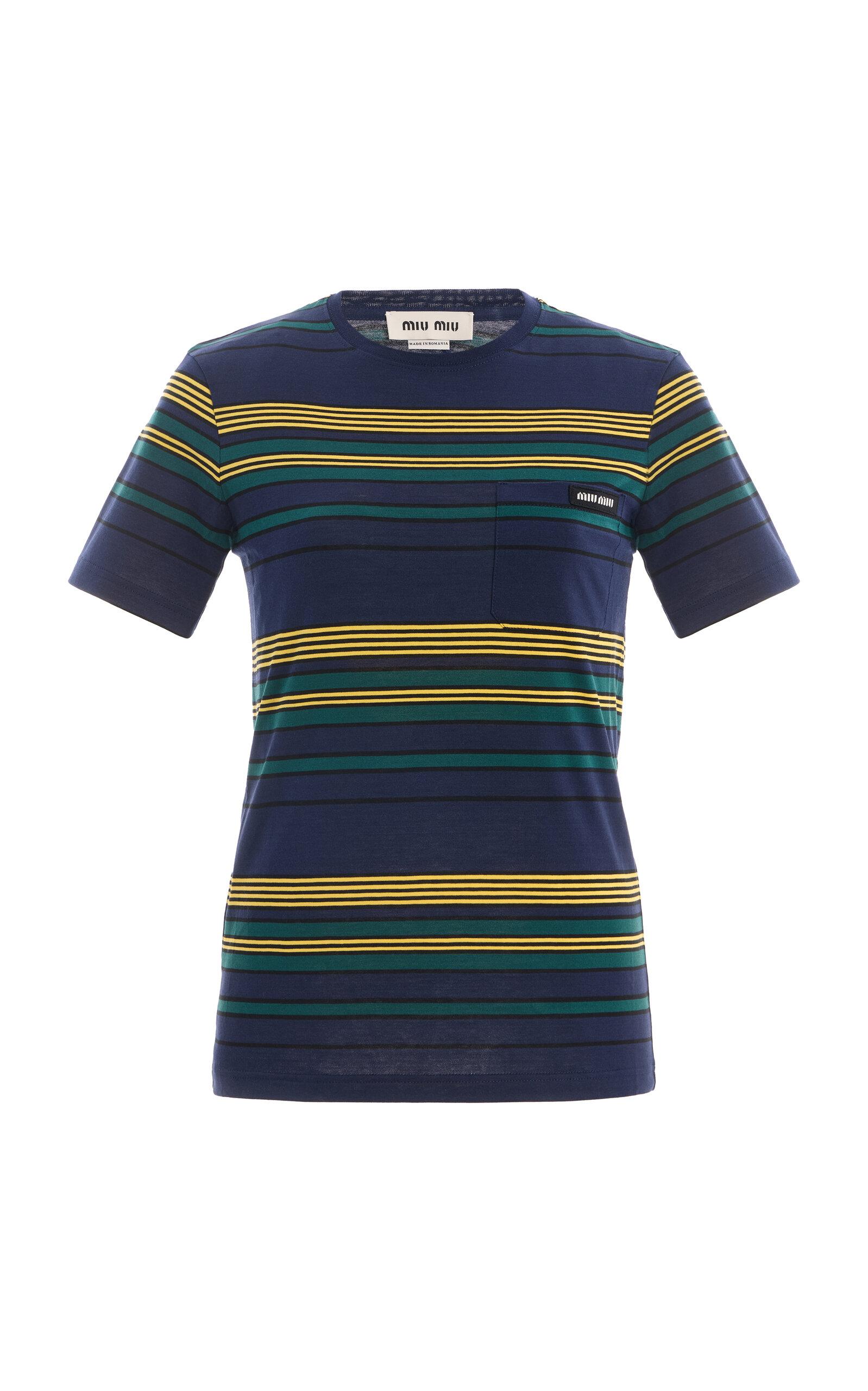 Miu Miutriped Cotton Jersey T-Shirt - Moda Operandi by MIU MIU