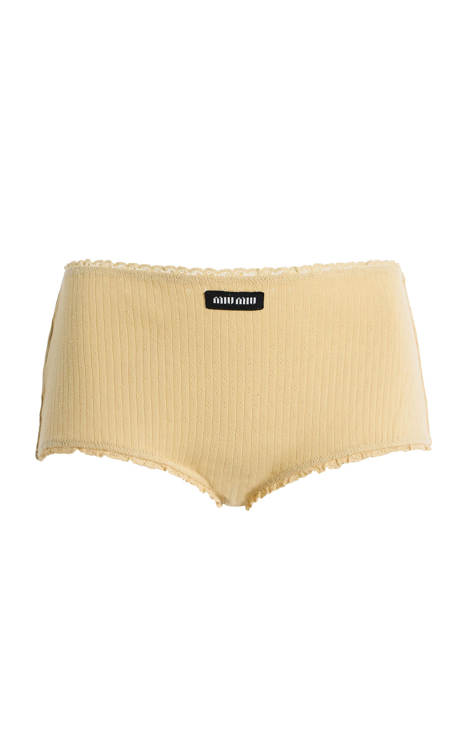 Miuiu Pointelle-Knit Cotton Briefs -oda Operandi by MIU MIU