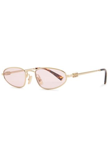 Narrow oval-frame sunglasses by MIU MIU