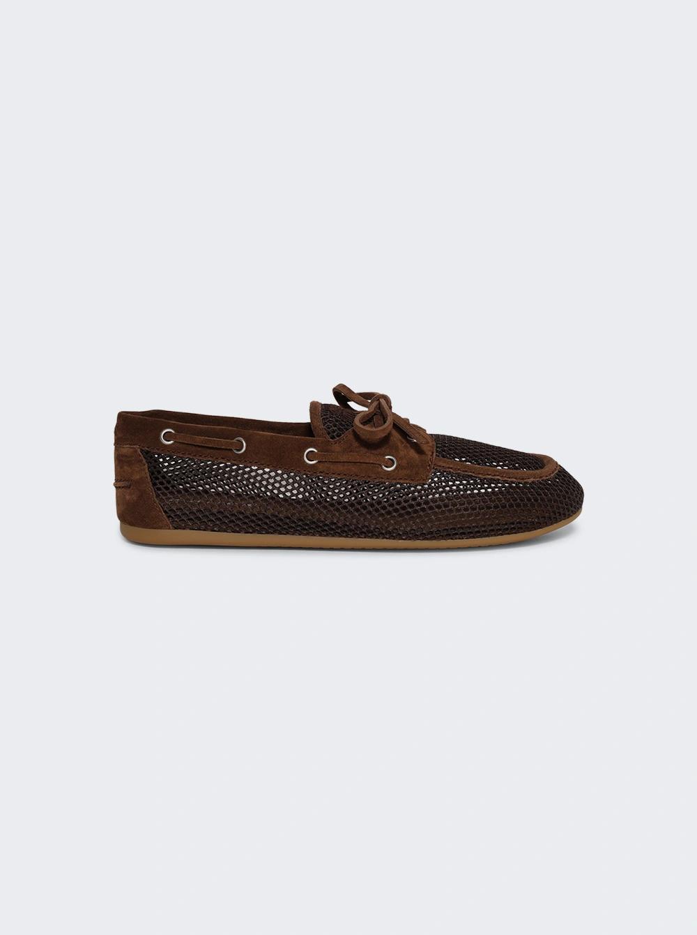 Net And Suede Boat Shoes Cacao  | The Webster by MIU MIU