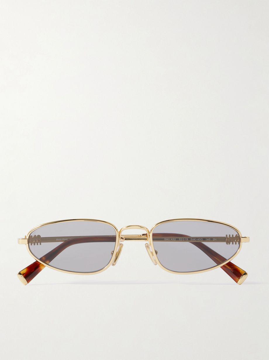 Oval-frame gold-tone sunglasses by MIU MIU