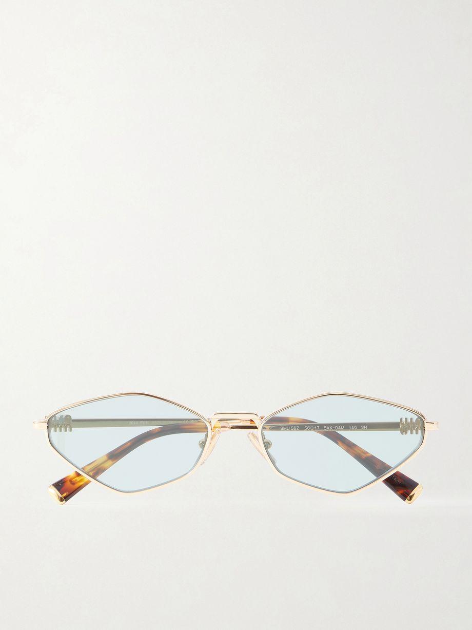 Oval-frame gold-tone sunglasses by MIU MIU