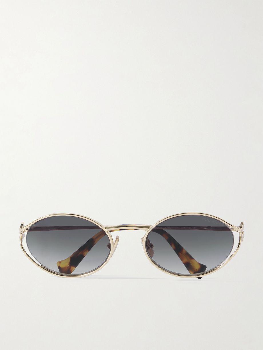 Oval-frame gold-tone sunglasses by MIU MIU