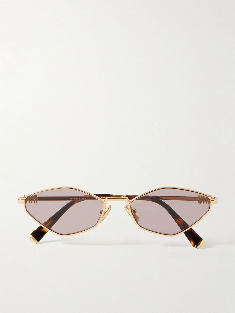 Oval-frame gold-tone sunglasses by MIU MIU