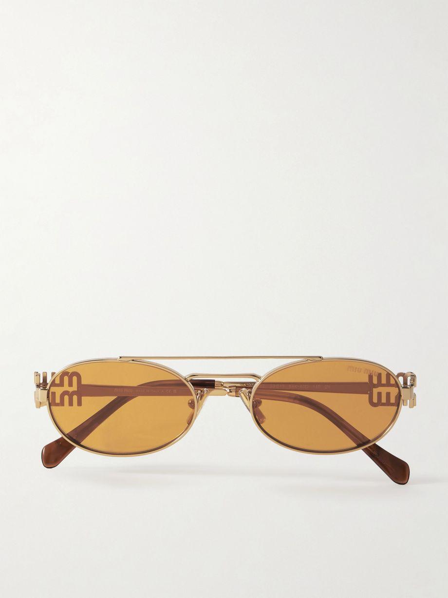 Oval-frame gold-tone sunglasses by MIU MIU