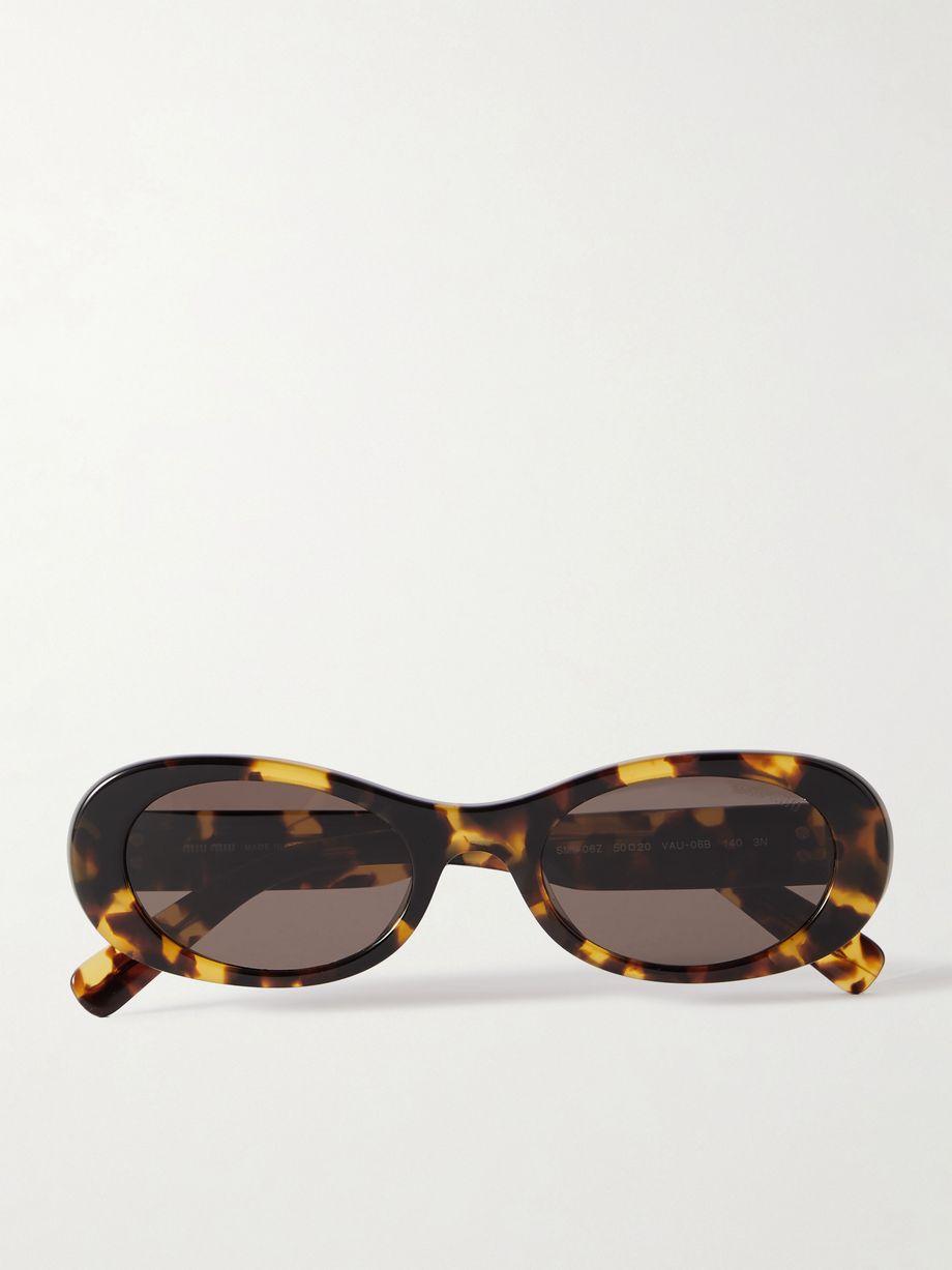 Oval-frame tortoiseshell acetate sunglasses by MIU MIU Oval-frame tortoiseshell acetate sunglasses by MIU MIU