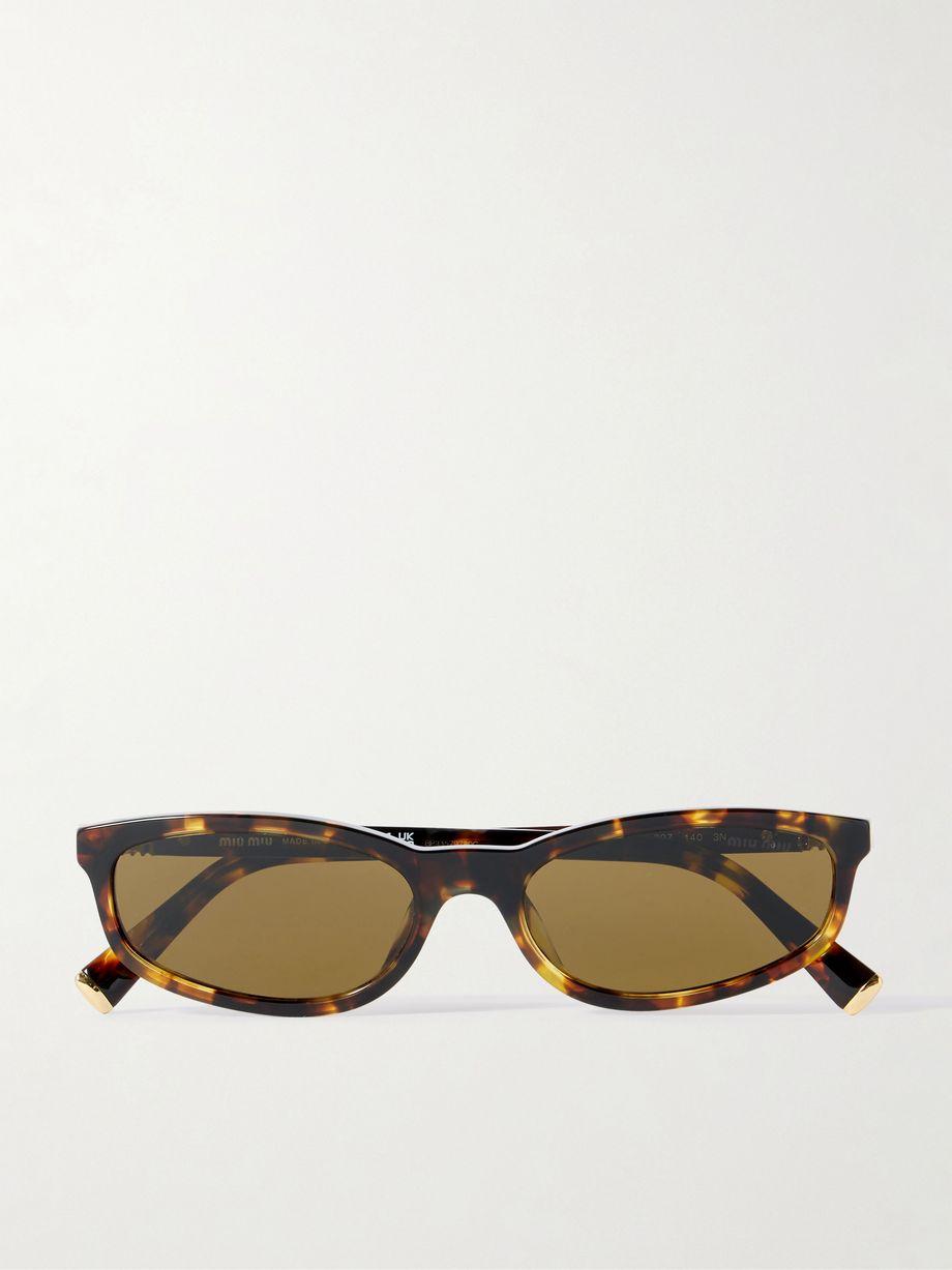 Oval-frame tortoiseshell acetate sunglasses by MIU MIU