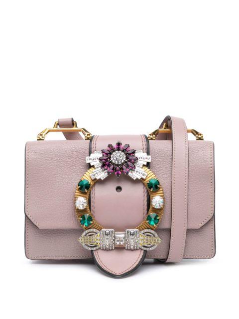 2010-2024 Goatskin Madras Soft Calf Crystal Embellished crossbody bag by MIU MIU PRE-OWNED