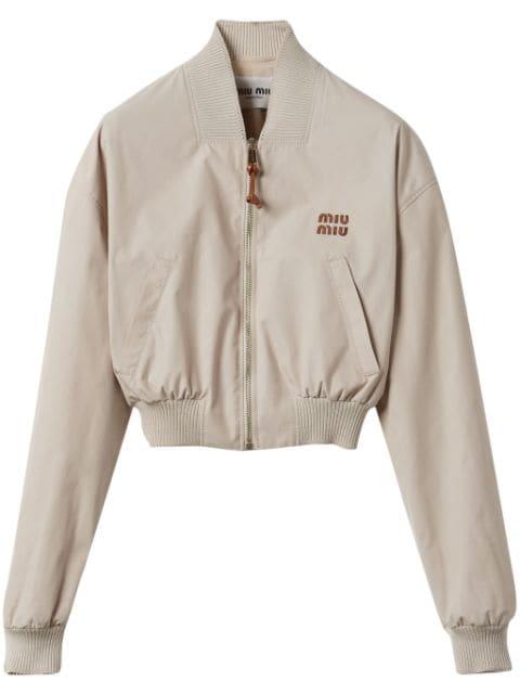 Panama cropped bomber jacket by MIU MIU