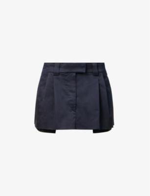 Pleated A-line cotton mini skirt by MIU MIU
