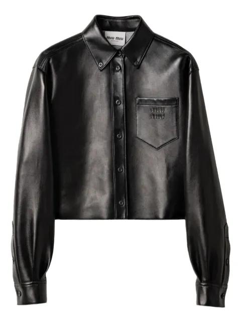 Plongé leather shirt jacket by MIU MIU