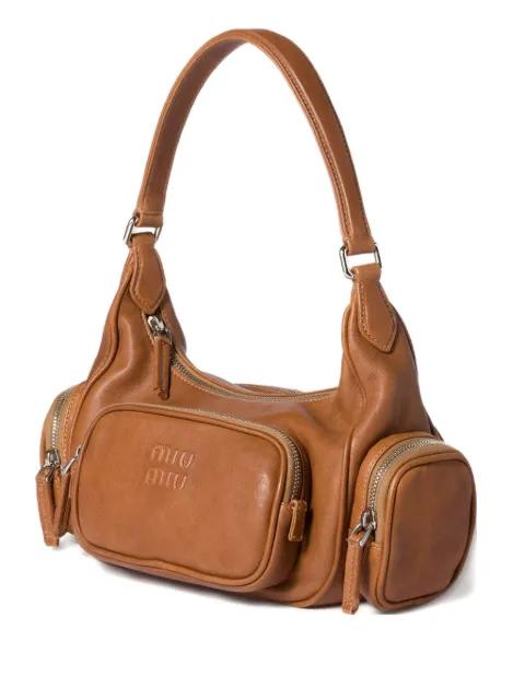 Pocket logo zip leather shoulder bag by MIU MIU