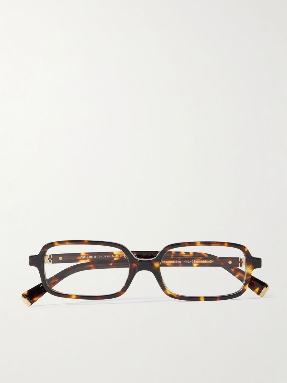 Rectangular-frame tortoiseshell acetate optical glasses by MIU MIU