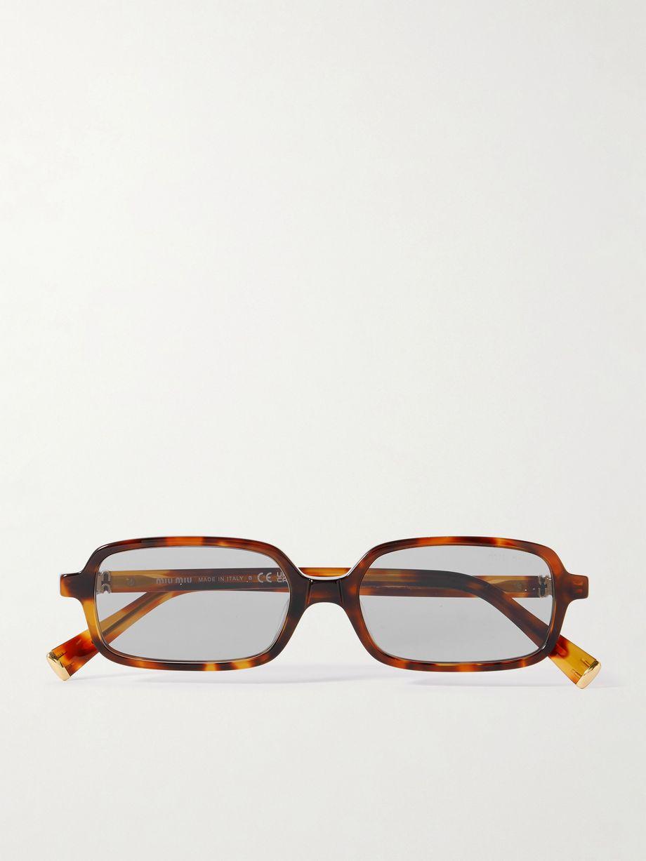 Rectangular-frame tortoiseshell acetate sunglasses by MIU MIU
