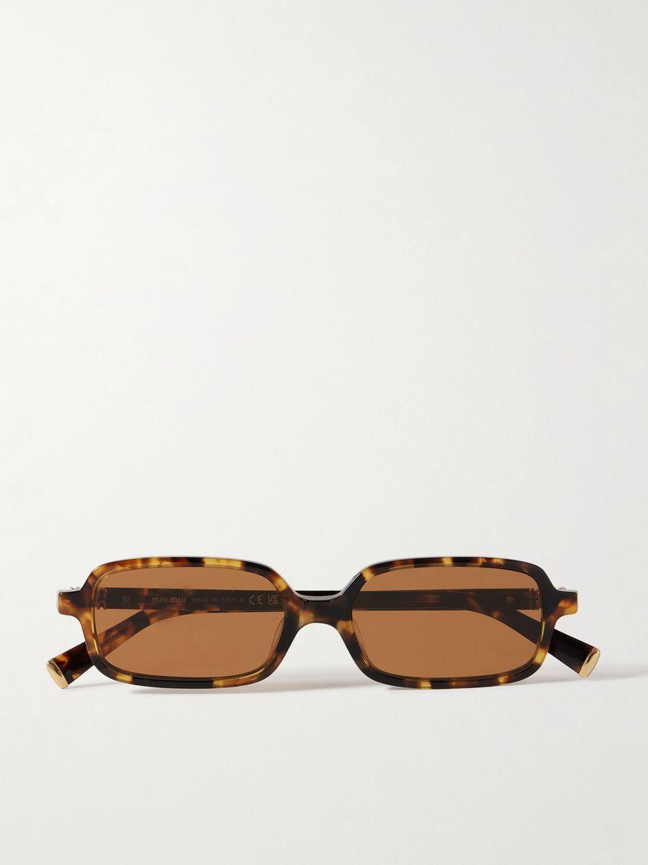 Rectangular-frame tortoiseshell acetate sunglasses by MIU MIU