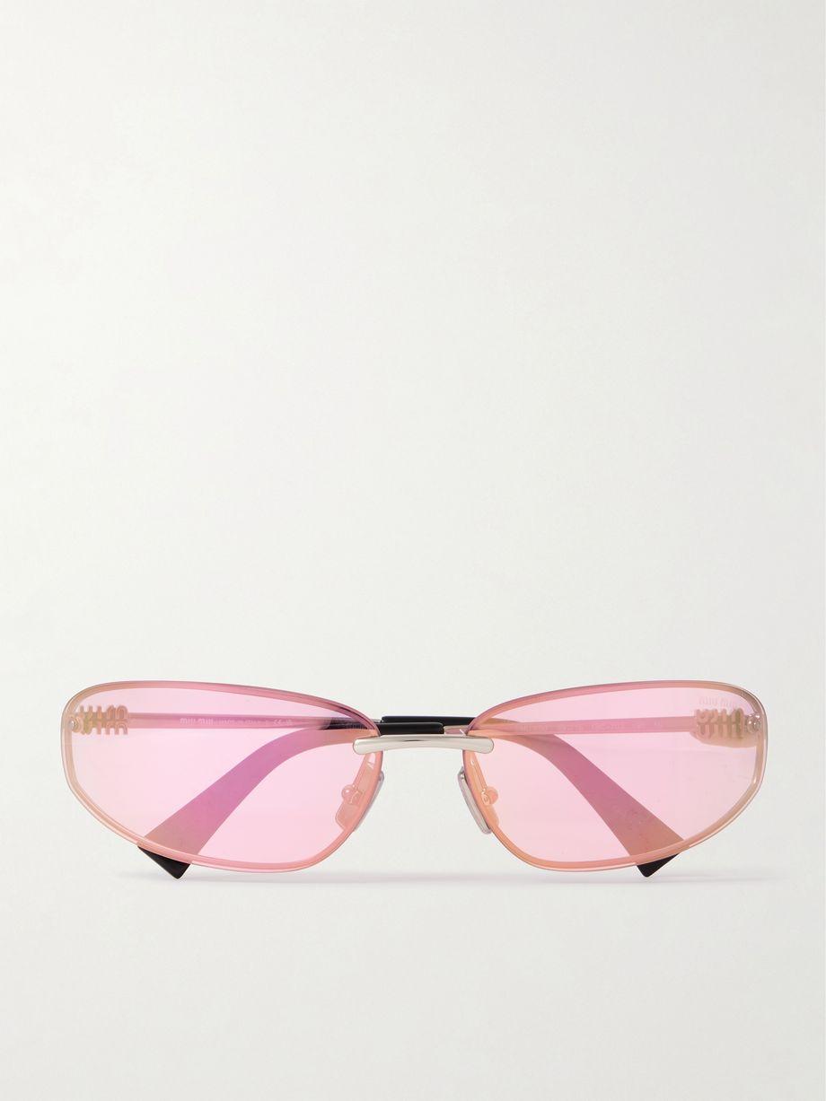Rimless D-frame silver-tone sunglasses by MIU MIU