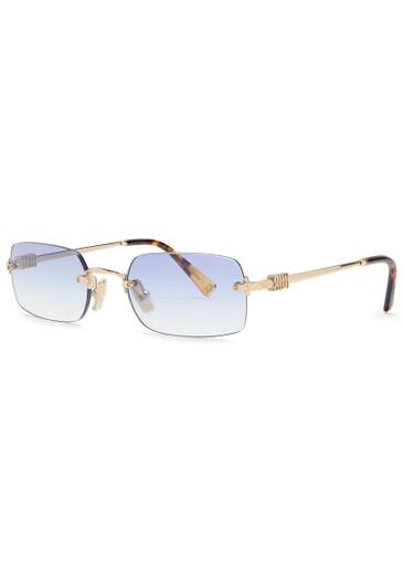 Rimless rectangle-frame sunglasses by MIU MIU