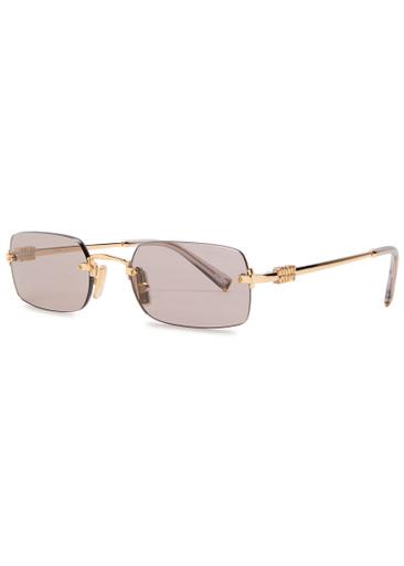 Rimless rectangle-frame sunglasses by MIU MIU