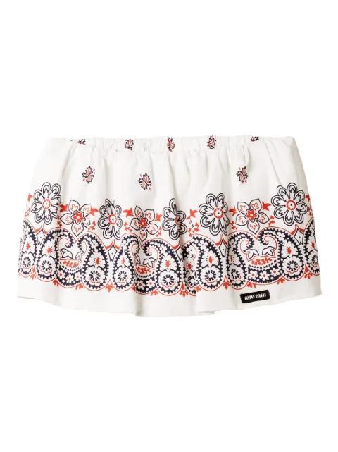 Slubbed poplin mini skirt by MIU MIU