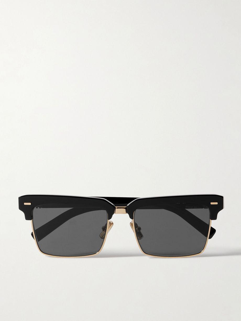 Square-frame acetate and gold-tone sunglasses by MIU MIU
