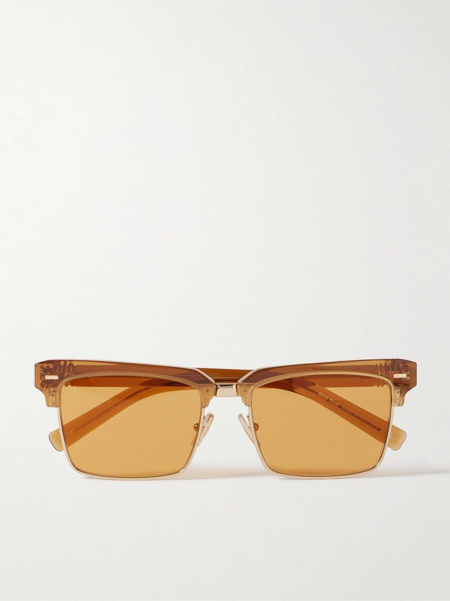 Square-frame acetate and gold-tone sunglasses by MIU MIU