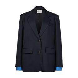 Straight jacket with removable shirt trim by MIU MIU