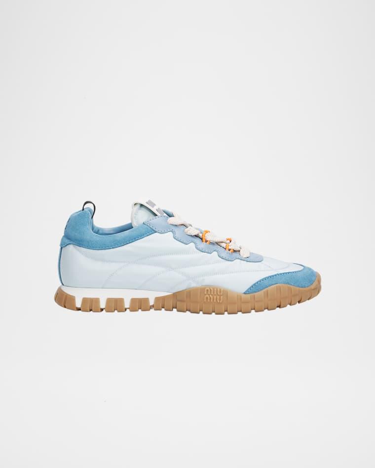 Technical Fabric and Suede Low-Top Sneakers by MIU MIU