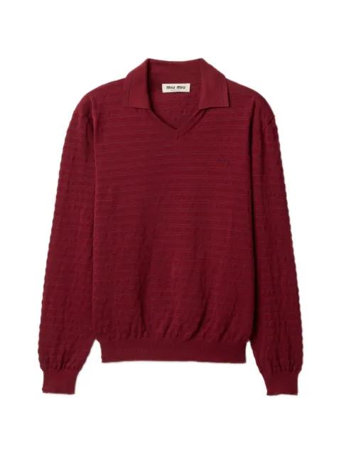 V-neck cotton sweater by MIU MIU