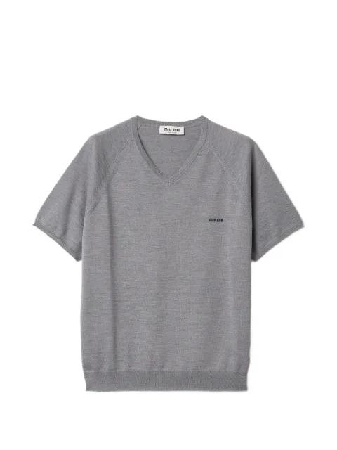 V-neck short-sleeved sweater by MIU MIU