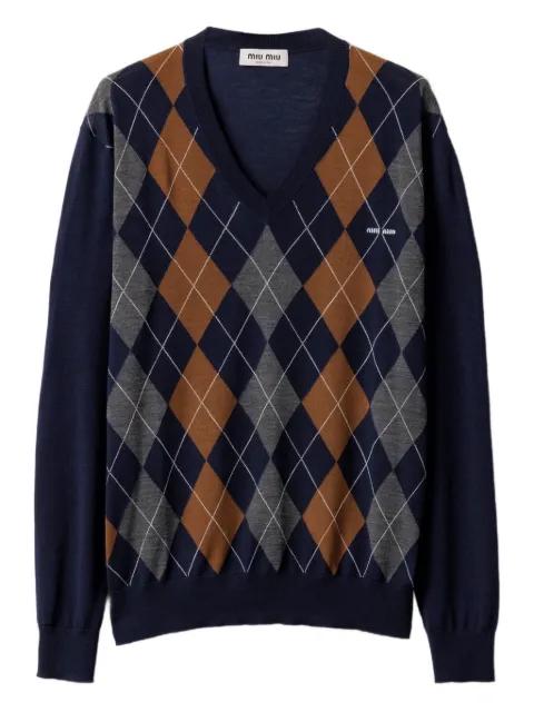 V-necked wool sweater by MIU MIU