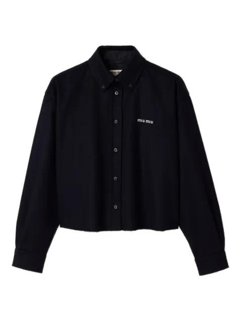 Velour embroidered-logo shirt by MIU MIU