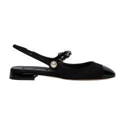 Velvet and patent leather ballerinas with back strap by MIU MIU