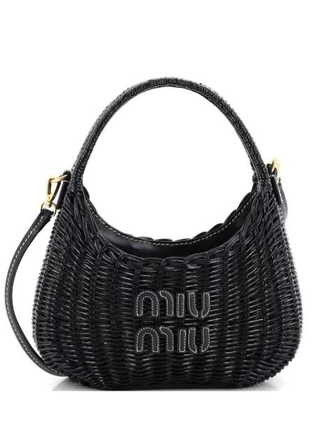 Wander Hobo Wicker Mini shoulder bag by MIU MIU 