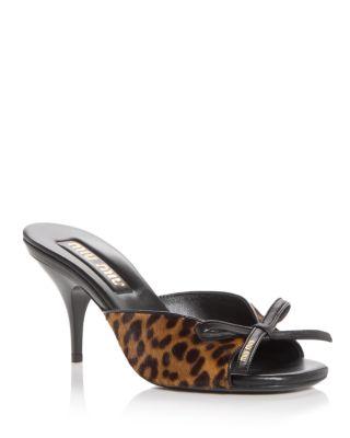 Women's Calf Hair Slide Sandals by MIU MIU