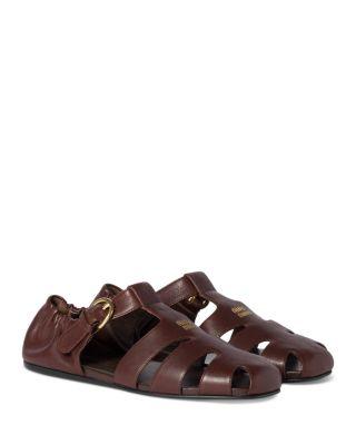 Women's Leather Fisherman Sandals by MIU MIU