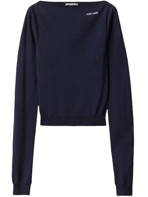 boat-neck sweater by MIU MIU