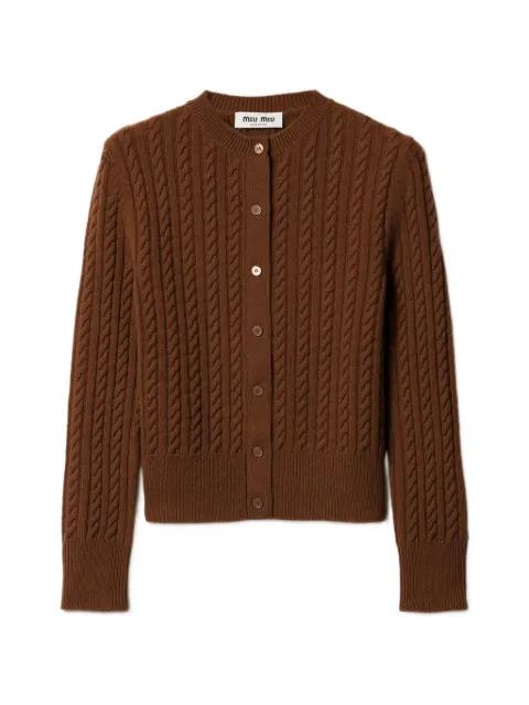 cable-knit cashmere cardigan by MIU MIU