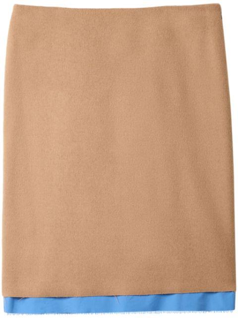 camel-hair midi skirt by MIU MIU