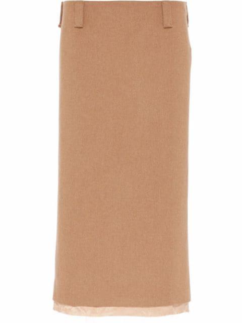 camel-hair pencil skirt by MIU MIU