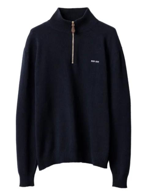 cashmere and leather zipper sweater by MIU MIU