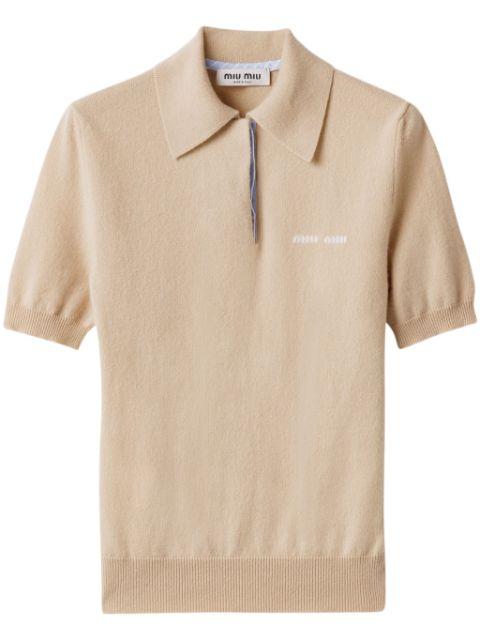 cashmere polo top by MIU MIU