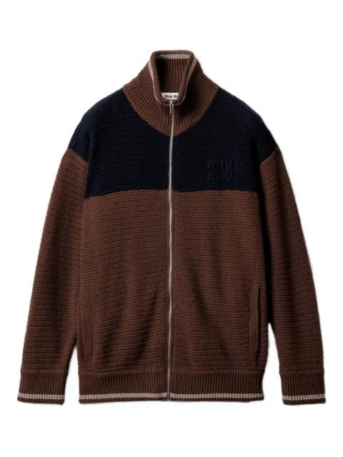 cashmere zipper cardigan by MIU MIU