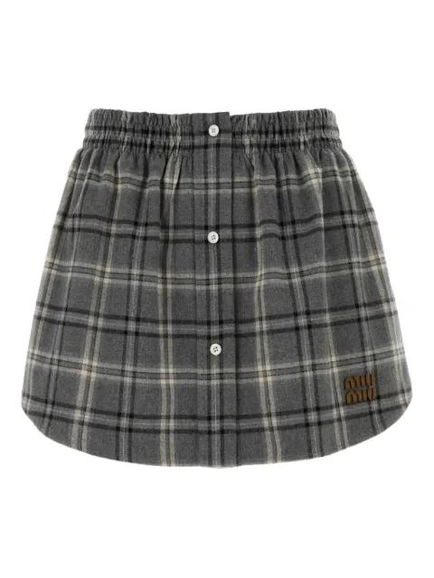 checked flannel miniskirt by MIU MIU