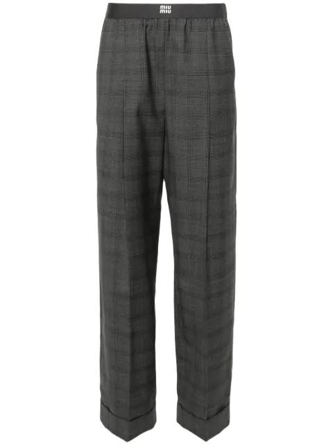 checked palazzo trousers by MIU MIU