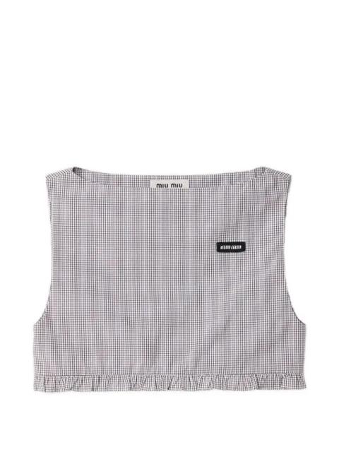 checked poplin crop top by MIU MIU