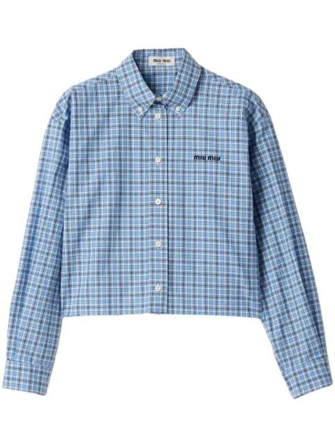 checked poplin shirt by MIU MIU