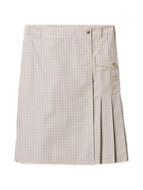 checked technical fabric skirt by MIU MIU