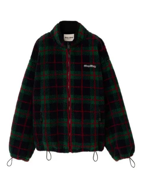 checkered teddy fleece jacket by MIU MIU