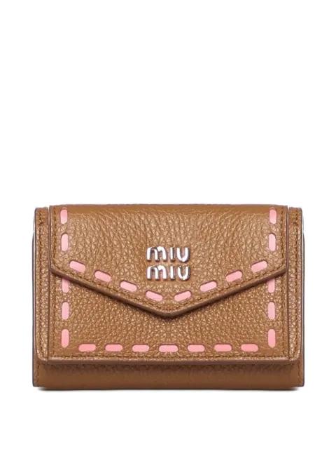contrast-stitch leather wallet by MIU MIU
